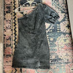 Black denim one shoulder dress size small